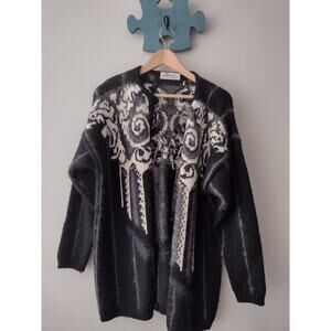 80s vintage alpaca mohair oversized cardigan sweater Linda Allard Ellen Tracy